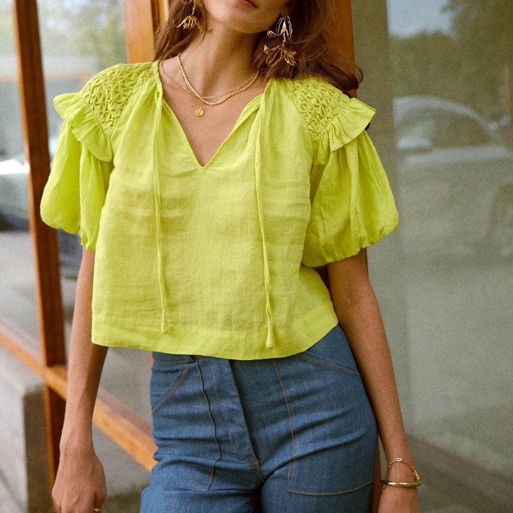 Lime Green Puff Sleeve Top